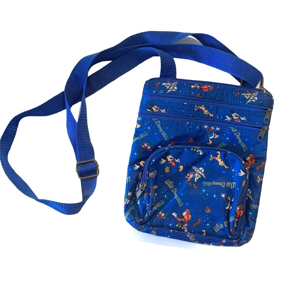 Vintage Disney Parks Walt Disney World Blue Mickey Mouse & Friends Crossbody Bag